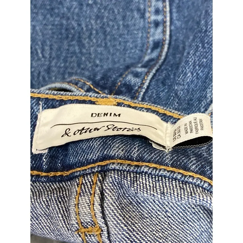 & Other Stories Women's Blue High Waisted Baggy Wide Leg Denim Jeans Pants Sz 30